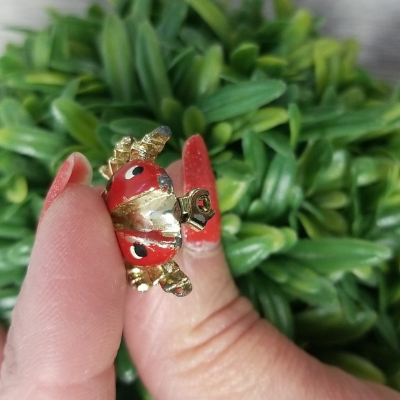 Vintage Ladybug Brooch W/ Green Eyes - Picture 10 of 10